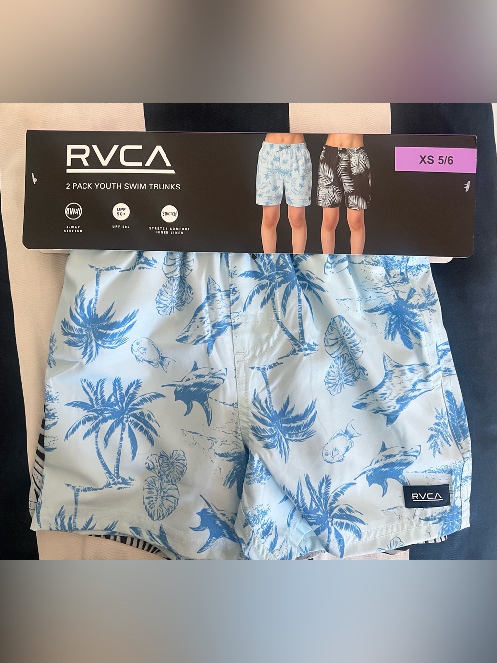 RVCA Light Blue Tropical Print Men's Swim Shorts